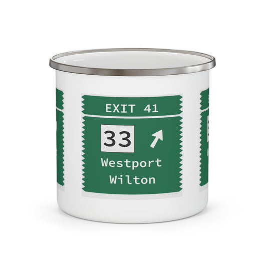Vintage Merritt Parkway Exit 41 Sign Enamel Camping Mug