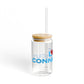 Love Connecticut Glass Can with Straw and Lid, 16oz