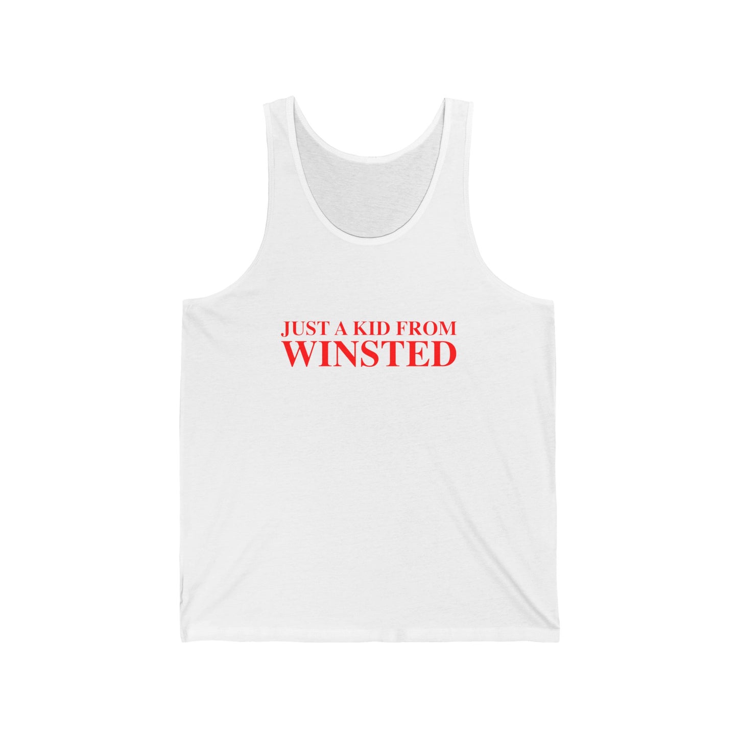 Just a kid from Winsted Unisex Jersey Tank Top