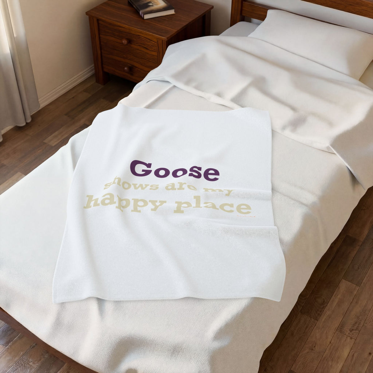 Goose Shows Are My Happy Place  - Cream  & Purple Velveteen Plush Blanket