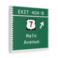 Vintage Merritt Parkway Exit 40 A-B Sign Matte Canvas, Stretched, 1.25"