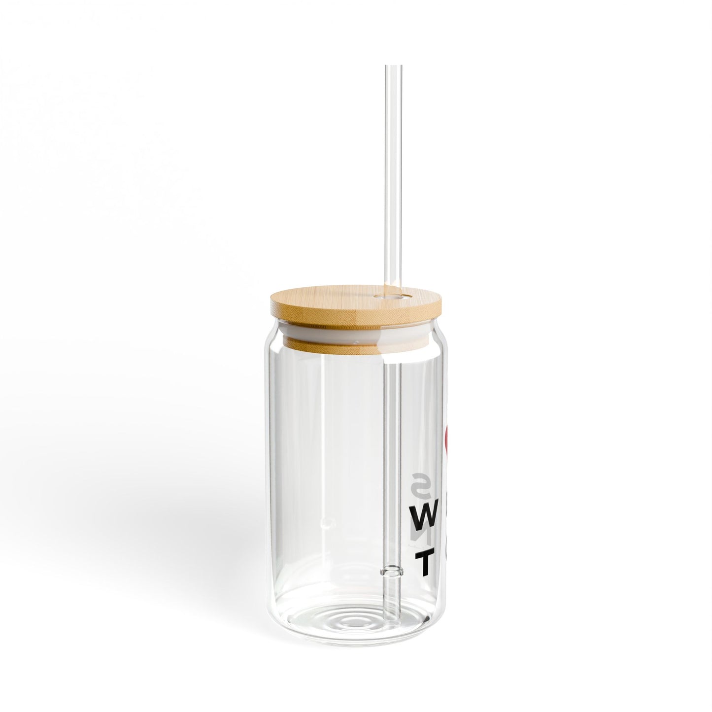 Weston Vision Glass Can with Straw and Lid, 16oz