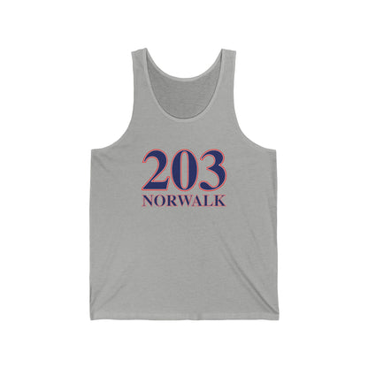 203 Norwalk Red, White & Blue Unisex Jersey Tank Top