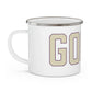Goose Zip Code Cream & Purple Enamel Camping Mug