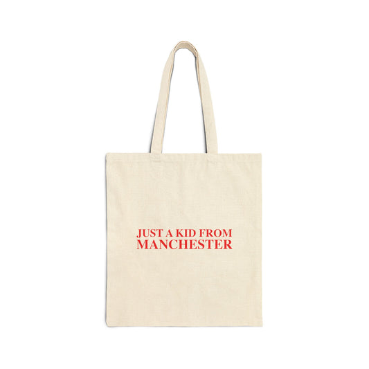 Just a kid from Manchester Cotton Canvas Tote Bag