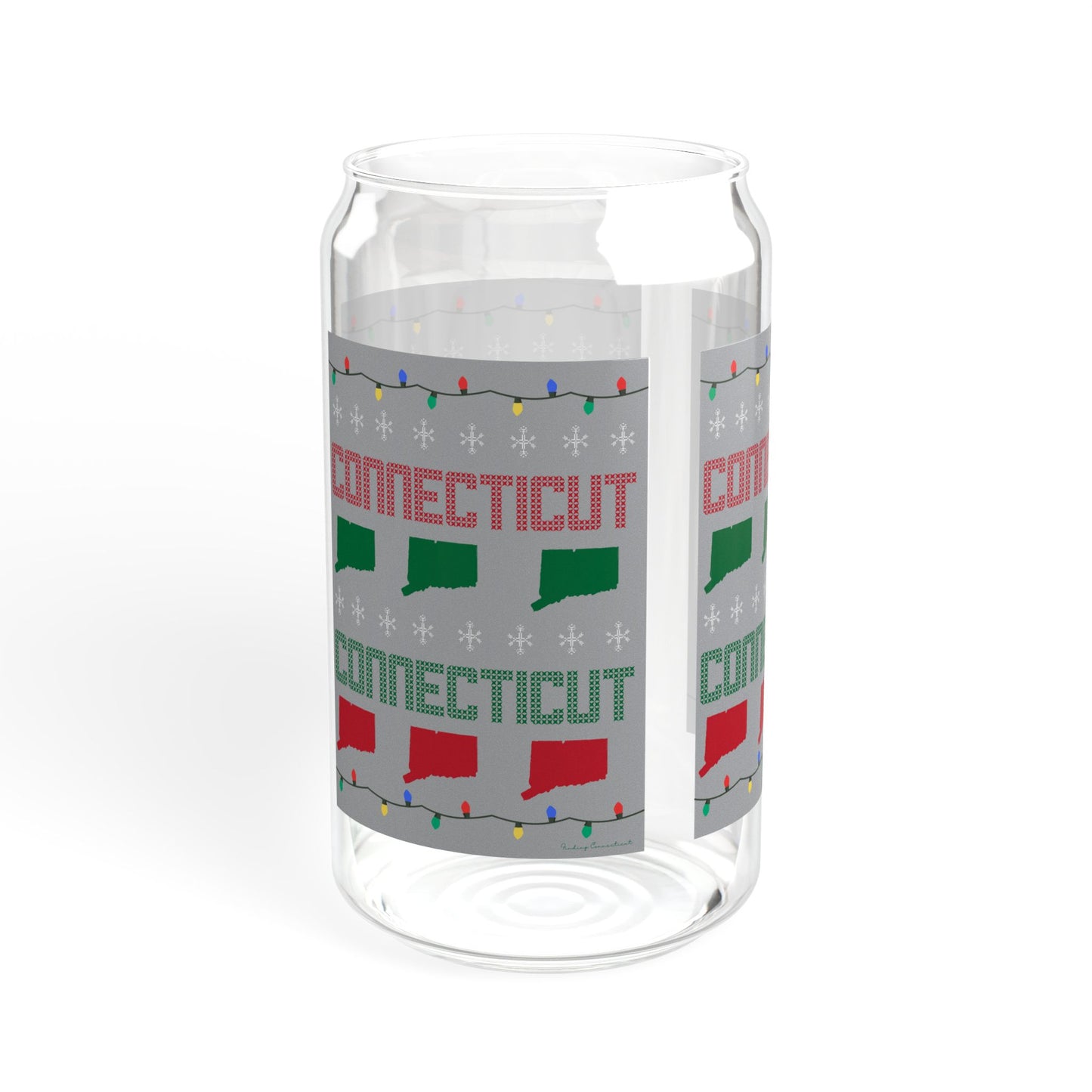 Connecticut Ugly Holiday Sipper Glass, 16oz