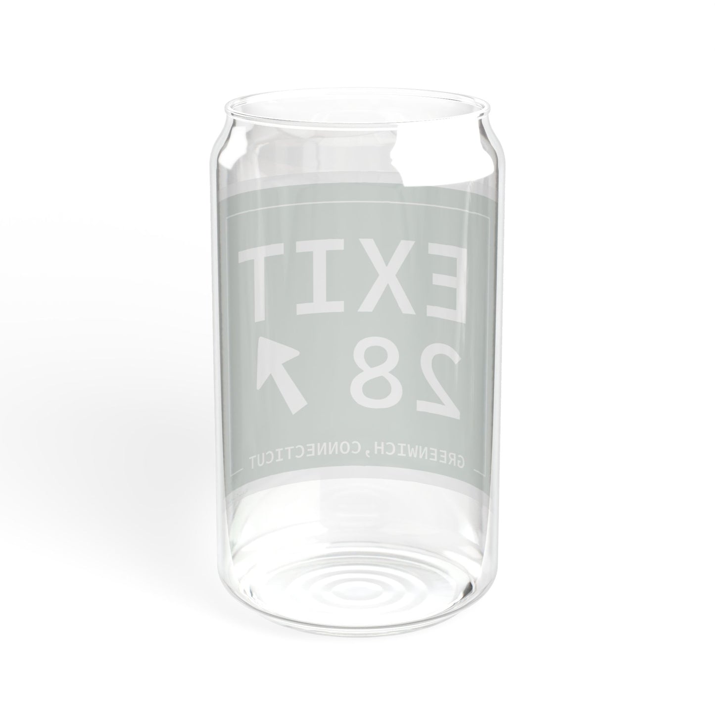 Vintage Exit 28 Merritt Parkway Sign Sipper Glass, 16oz