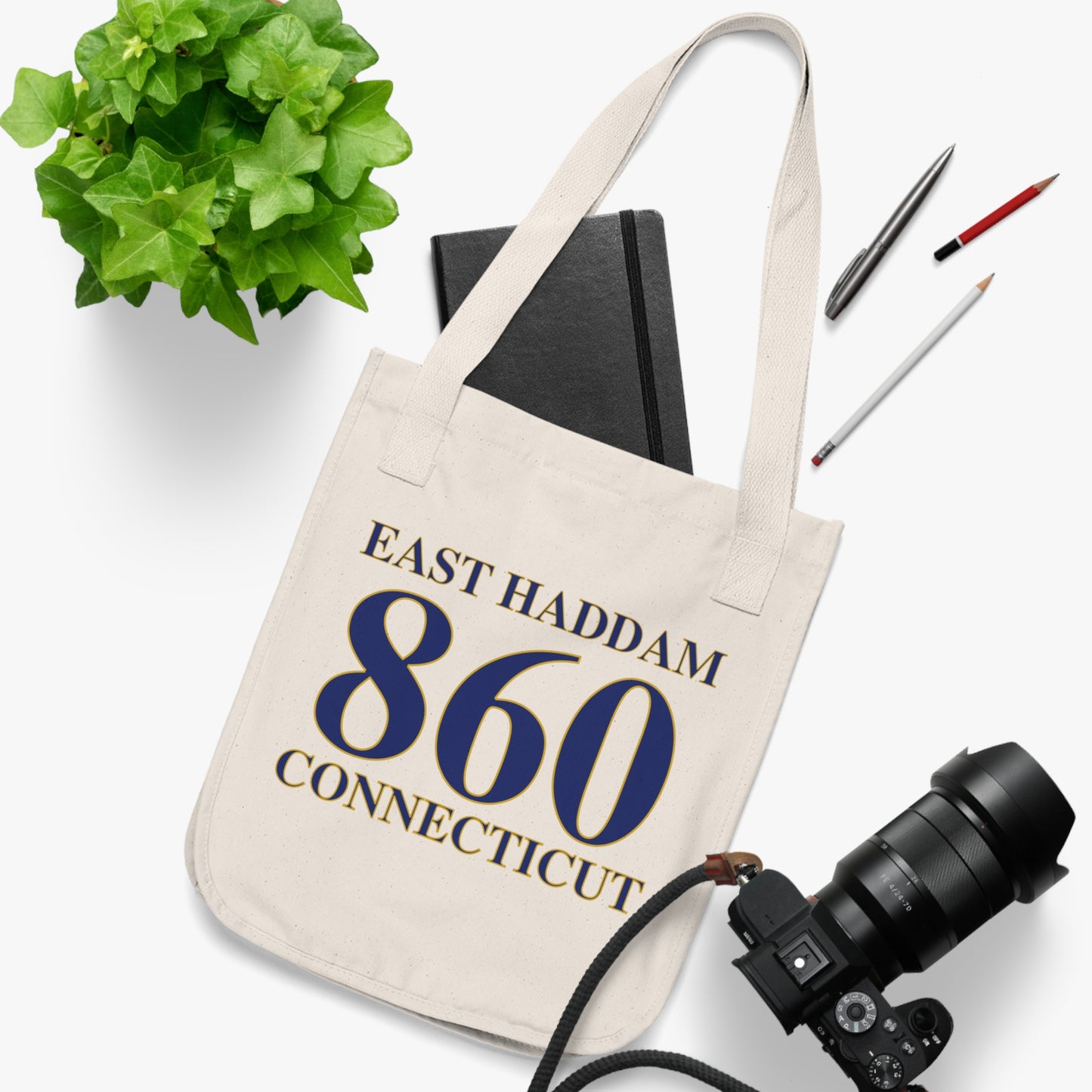 East Haddam 860 Connecticut Organic Canvas Tote Bag