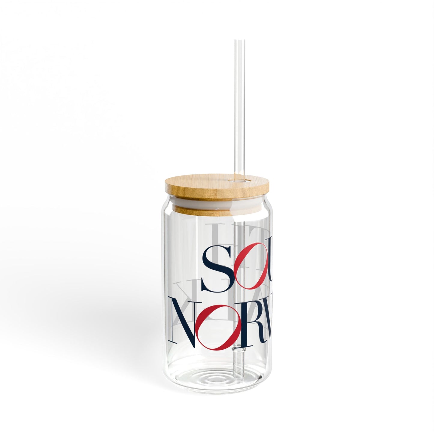 41 Tilt South Norwalk Glass Can with Straw and Lid, 16oz