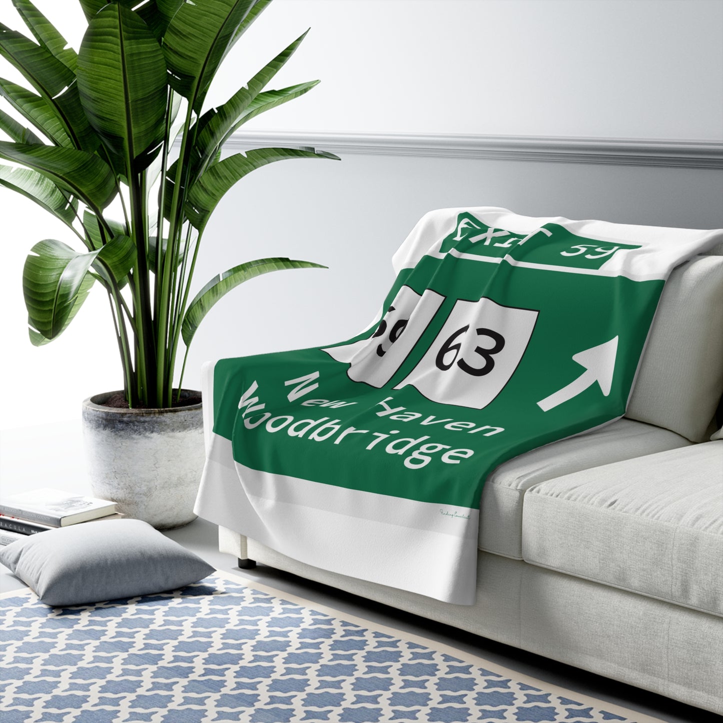 Vintage WCP Exit 59 Sign Sherpa Fleece Blanket