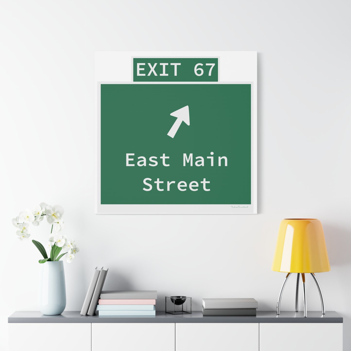 Vintage WCP Exit 67 Sign Matte Canvas, Stretched, 1.25"