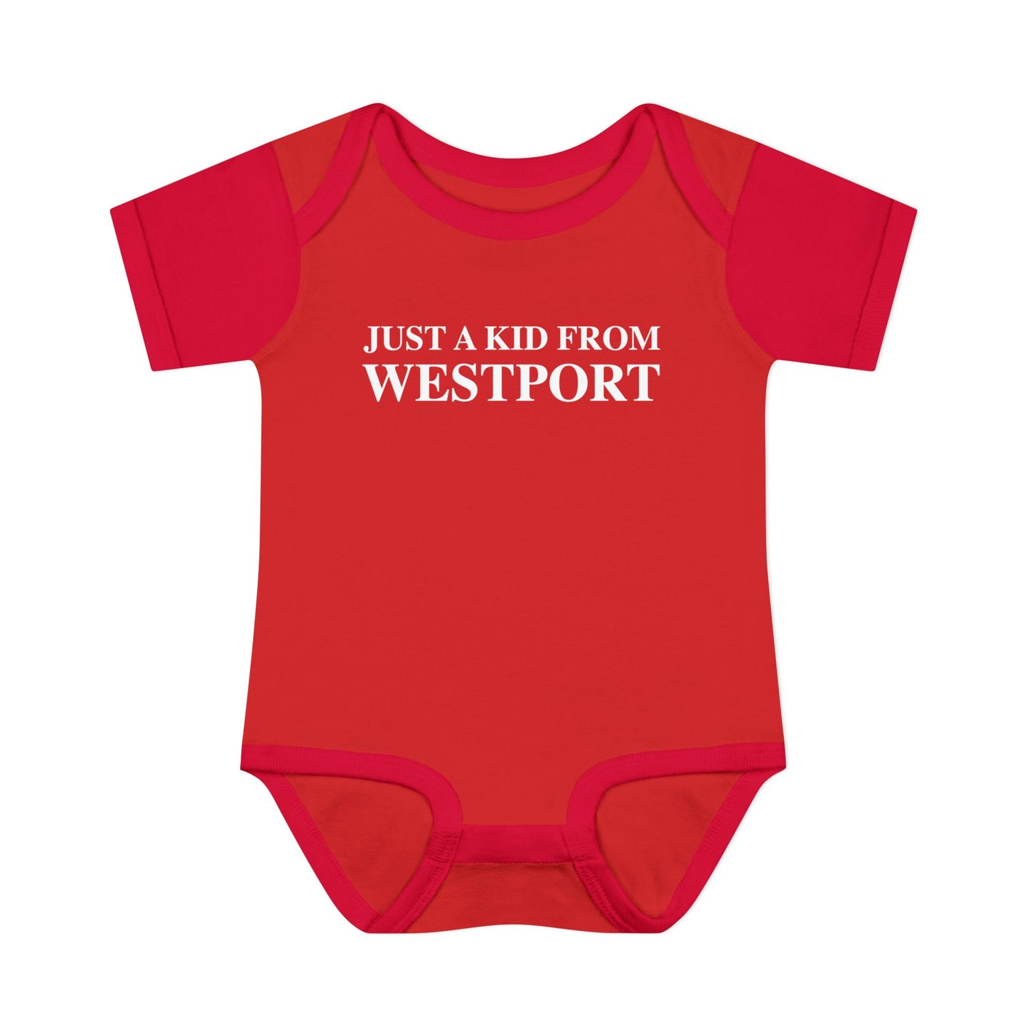 Just a kid from Westport Infant Baby Rib Bodysuit