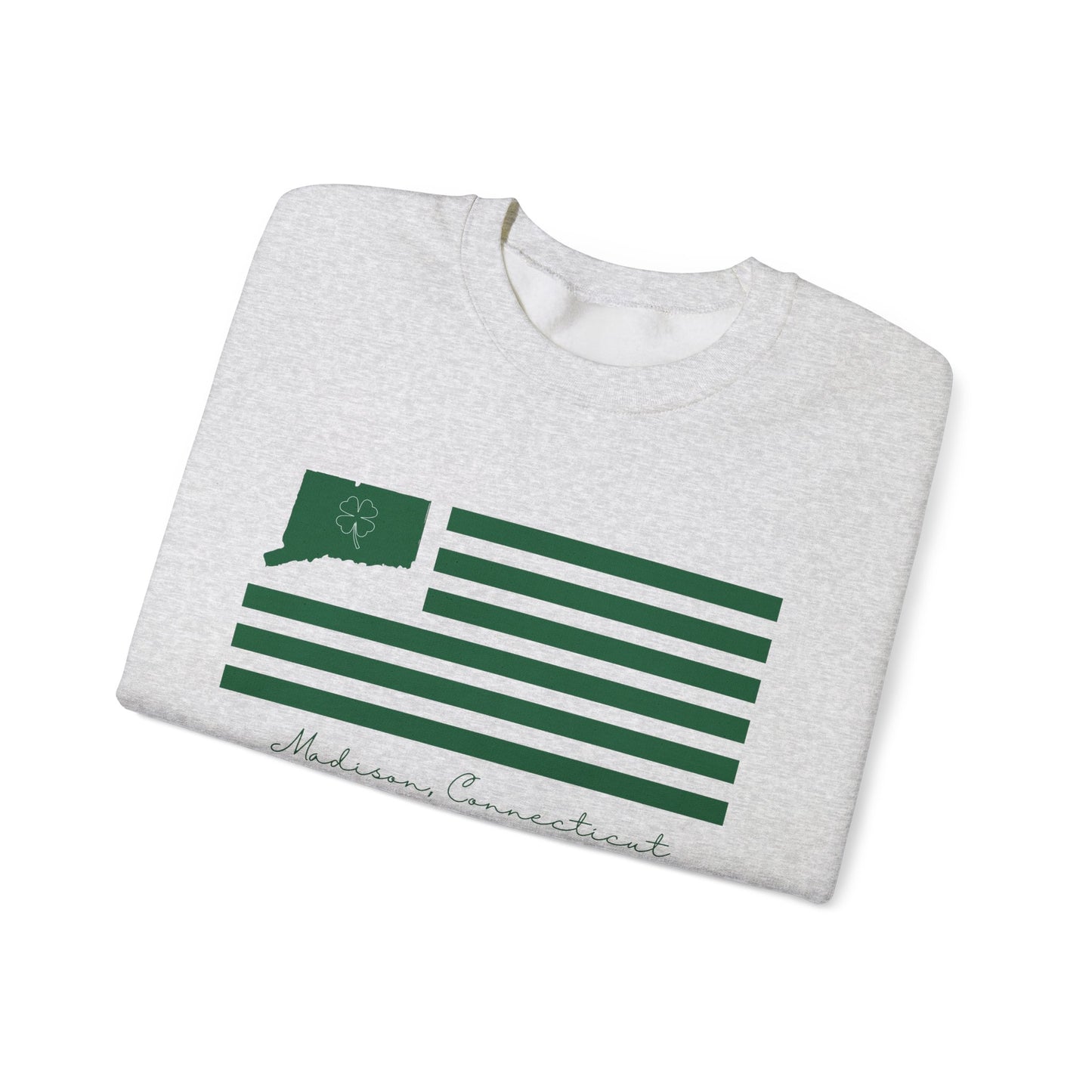 Madison Connecticut St Patrick’s Day Flag Unisex Heavy Blend™ Crewneck Sweatshirt