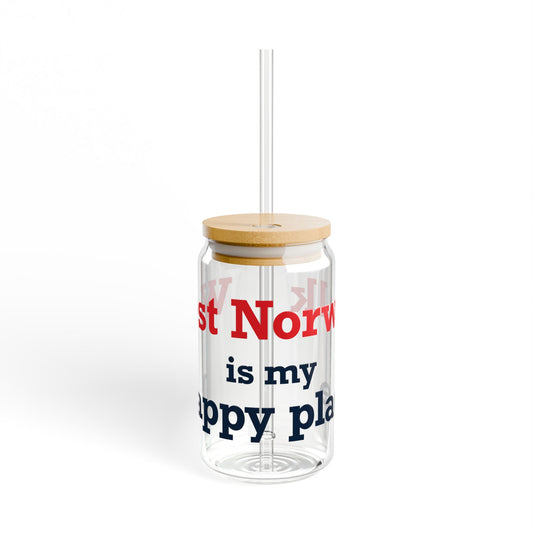 West Norwalk is My Happy Place Sipper Glass, 16oz