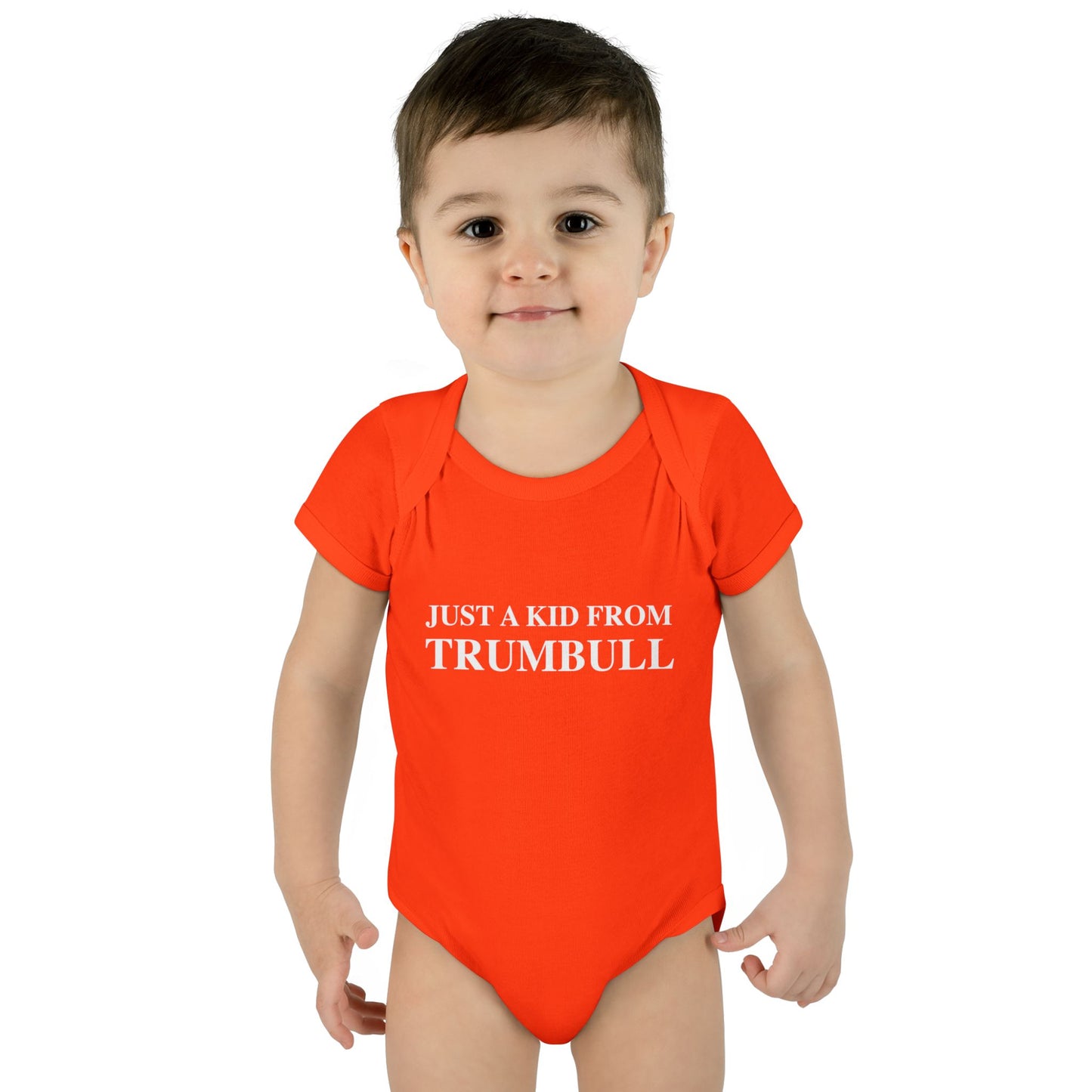 Just a kid from Trumbull  Infant Baby Rib Bodysuit