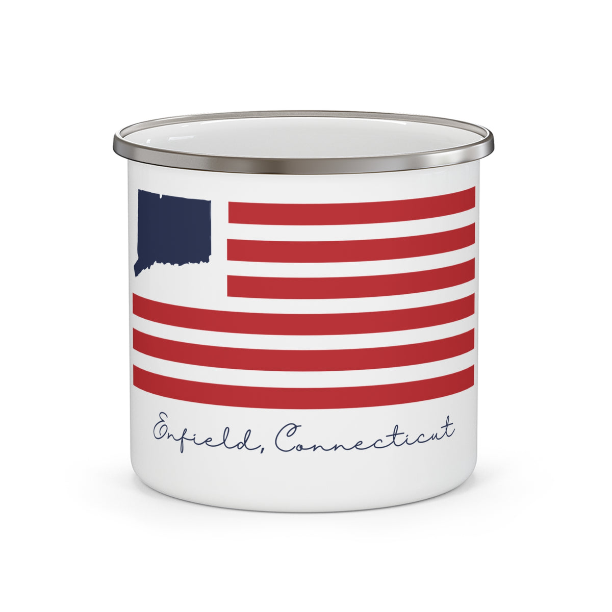 Enfield Connecticut Flag Enamel Camping Mug