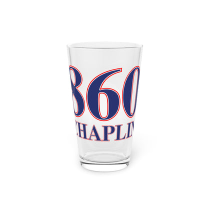 860 Chaplin Red, White & Blue Pint Glass, 16oz