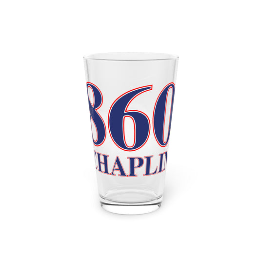 860 Chaplin Red, White & Blue Pint Glass, 16oz
