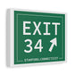 Vintage Exit 34 Merritt Parkway Sign Matte Canvas, Stretched, 1.25"