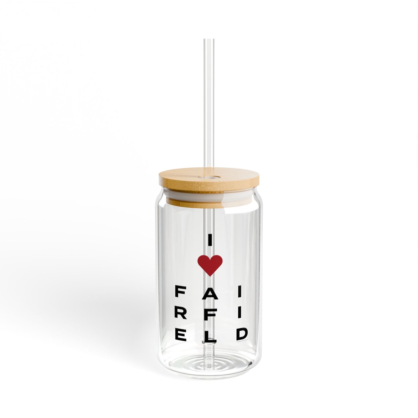 Fairfield Vision Glass Can with Straw and Lid, 16oz