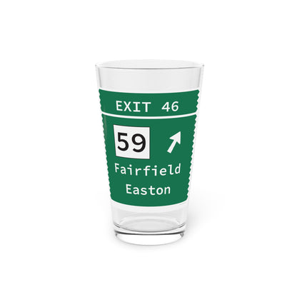 Vintage Merritt Parkway Exit 46 Sign Pint Glass, 16oz