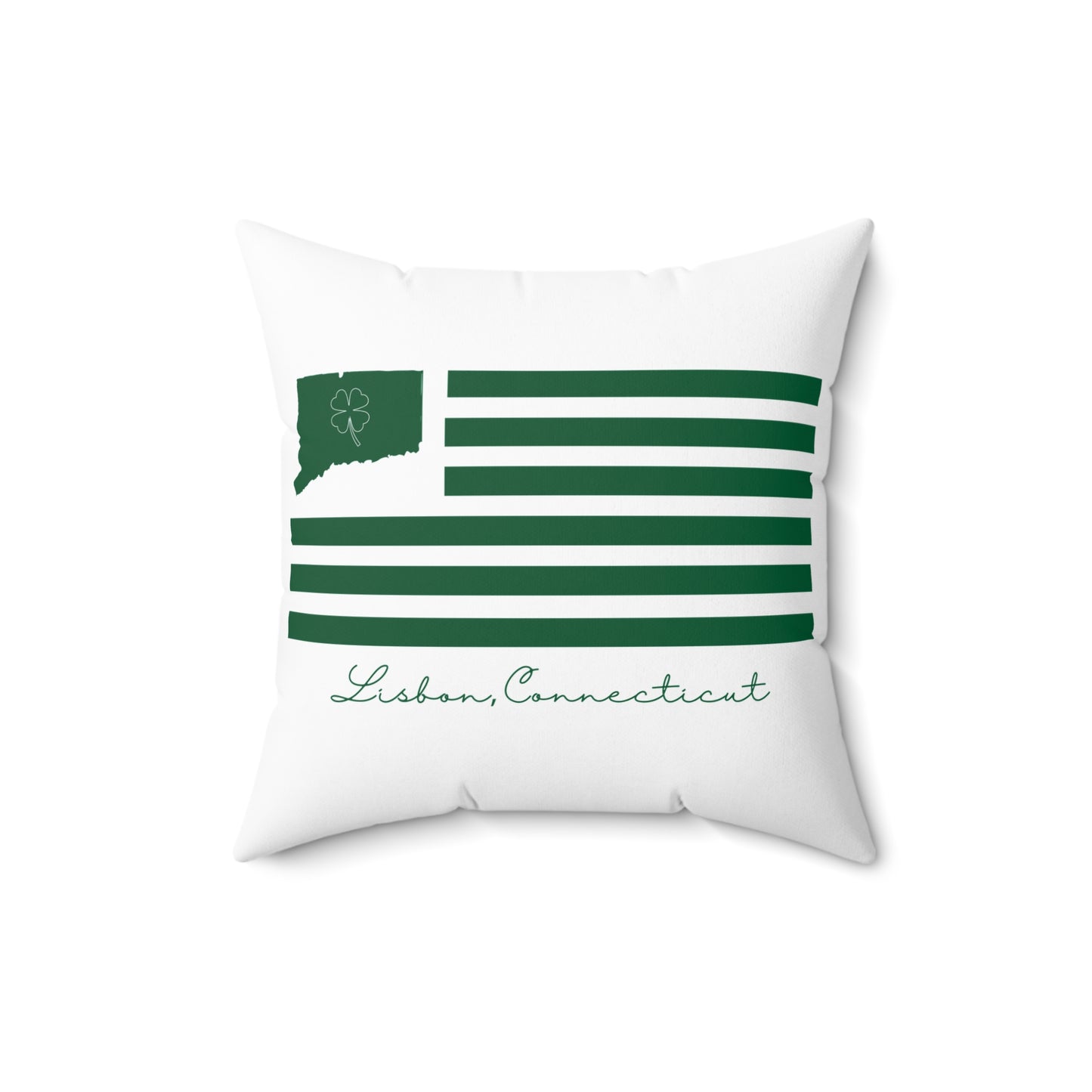 Lisbon Connecticut St. Patrick’s Day Flag Spun Polyester Square Pillow