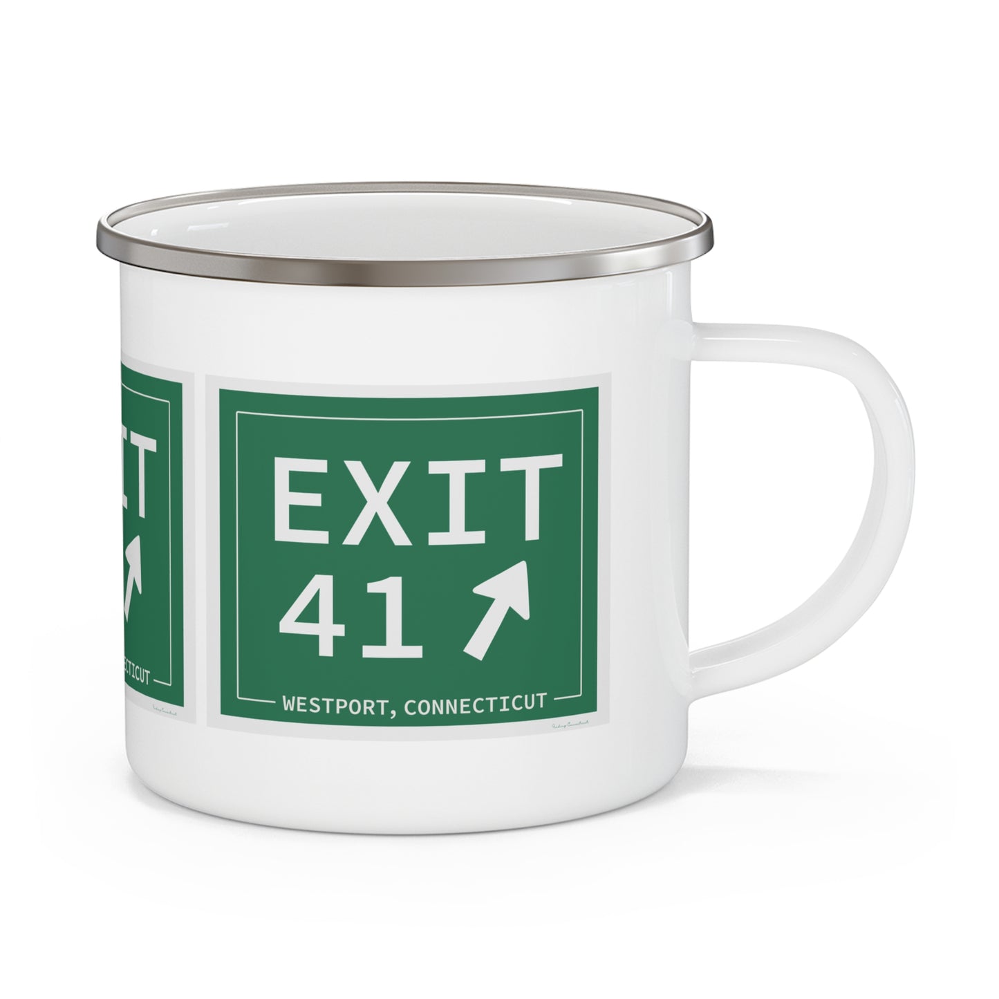 Vintage Exit 41 Merritt Parkway Sign Enamel Camping Mug