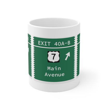 Vintage Merritt Parkway Exit 40 A-B Sign Mug 11oz