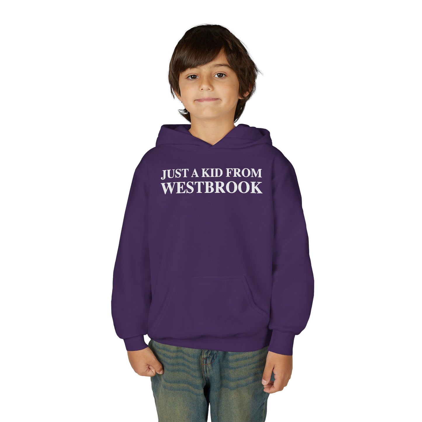 Just a kid from Westbrook Youth Heavy Blend Hooded Sweatshirt