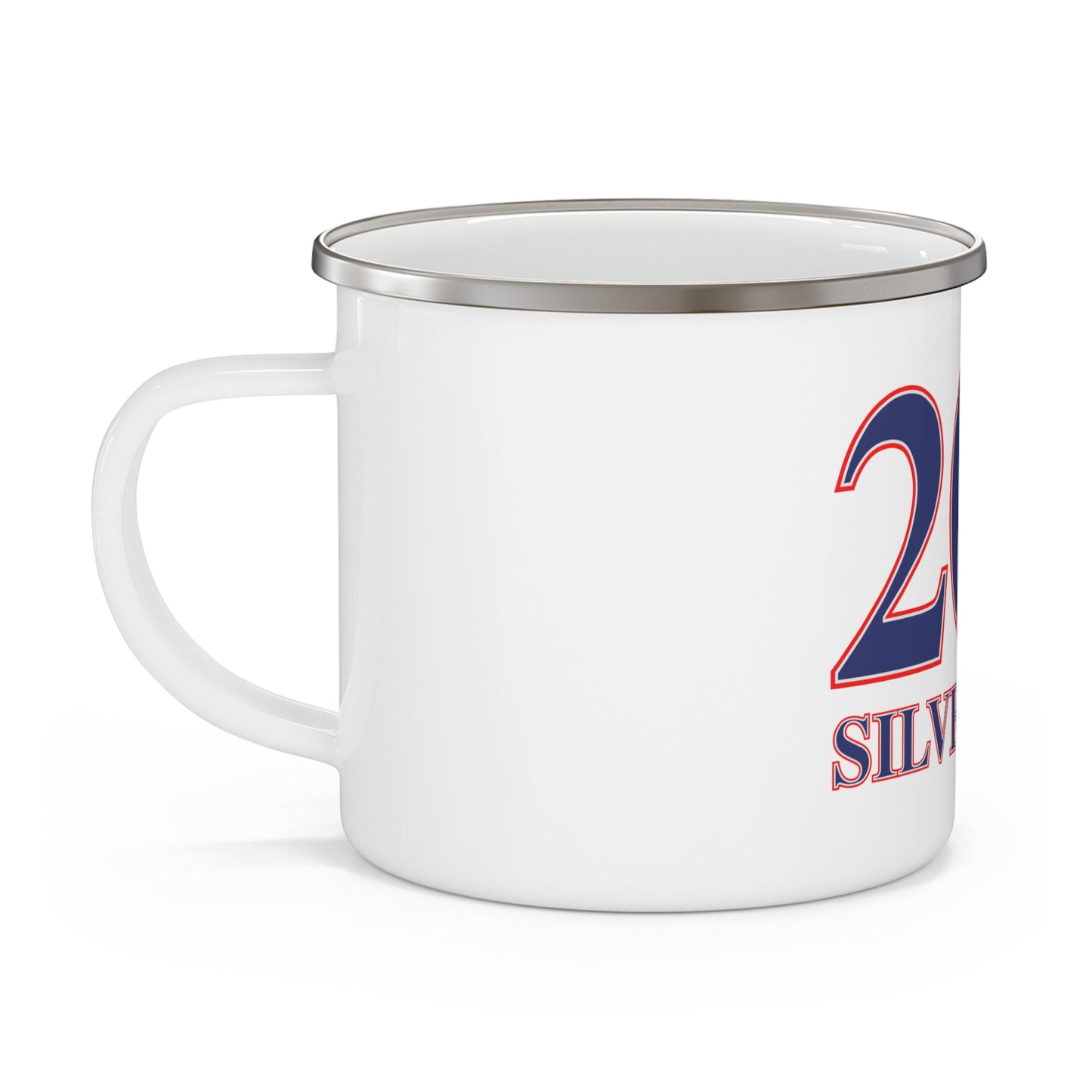 203 Silvermine Red, White & Blue Enamel Camping Mug