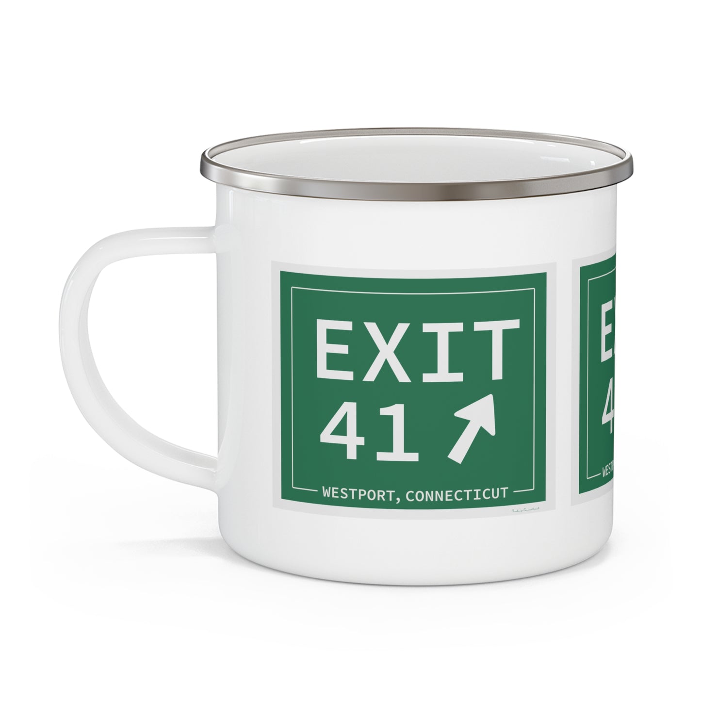 Vintage Exit 41 Merritt Parkway Sign Enamel Camping Mug
