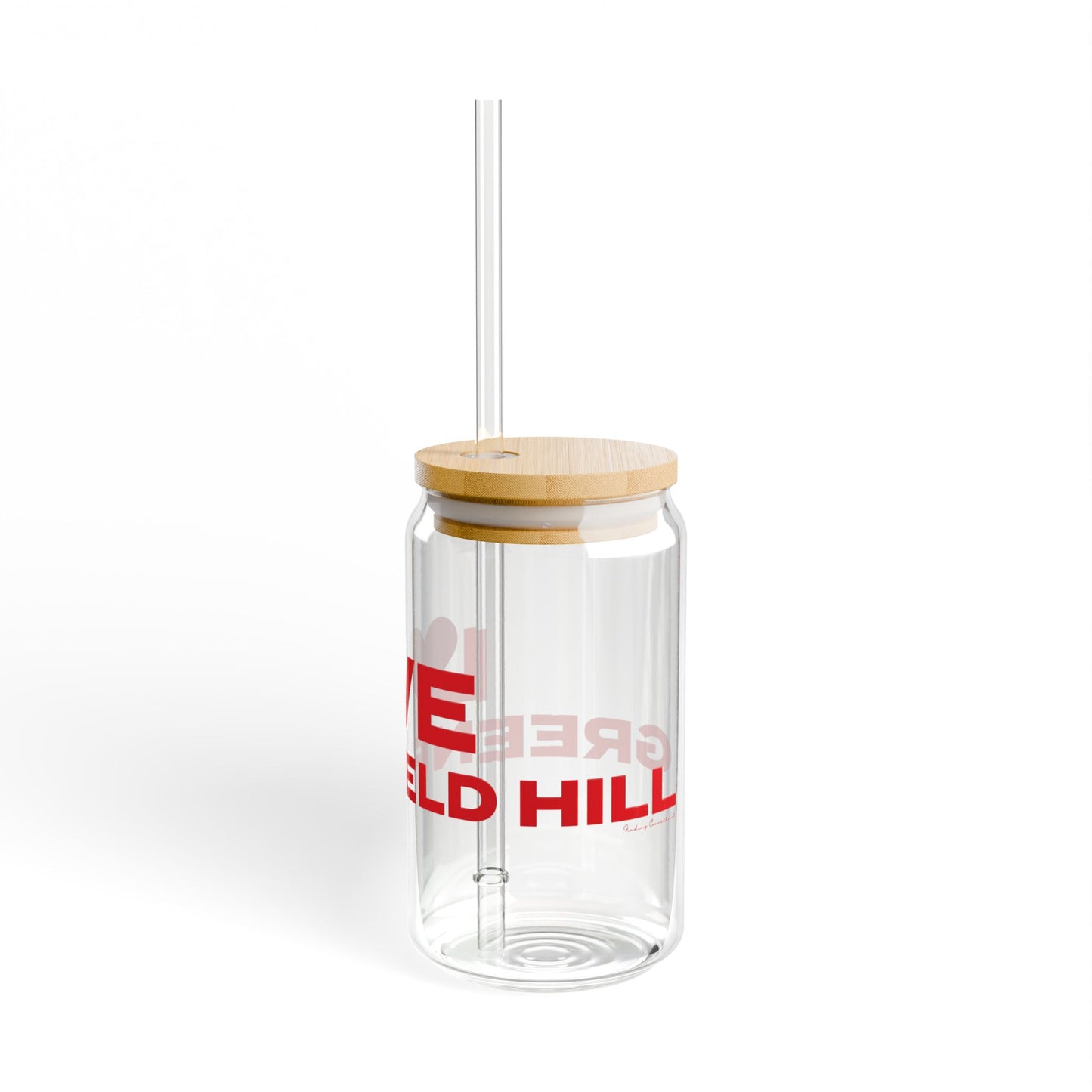 Love Greenfield Hill Glass Can with Straw and Lid, 16oz
