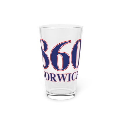 860 Norwich Red, White & Blue Pint Glass, 16oz