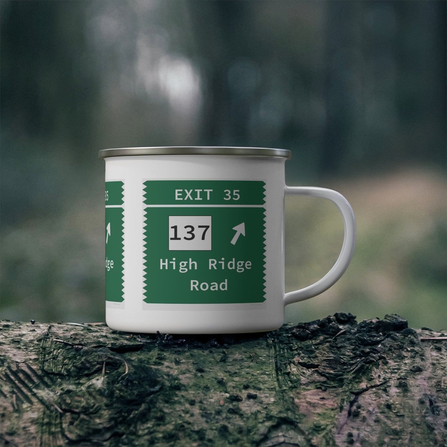Vintage Merritt Parkway Exit 35 Sign Enamel Camping Mug