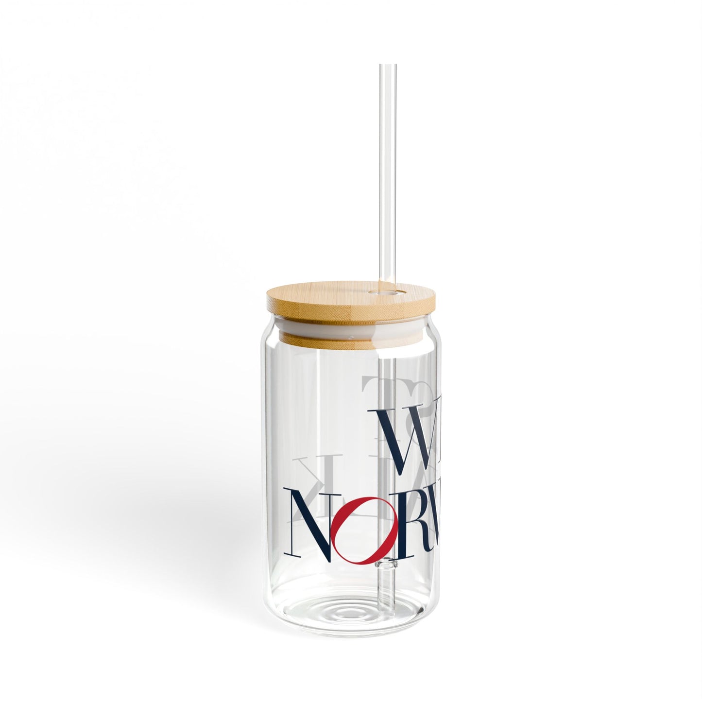 41 Tilt West Norwalk Glass Can with Straw and Lid, 16oz
