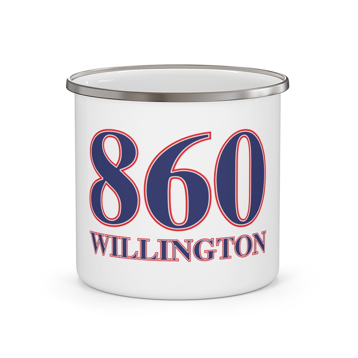 860 Willington, Red, White & Blue Enamel Camping Mug