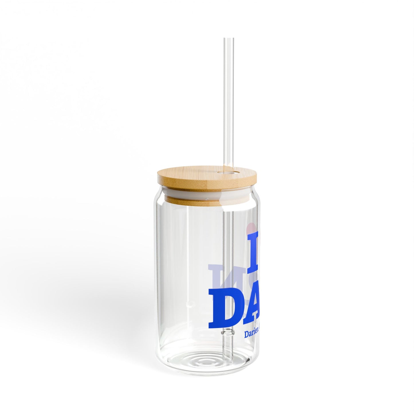 I Heart DARN Glass Can with Straw and Lid, 16oz