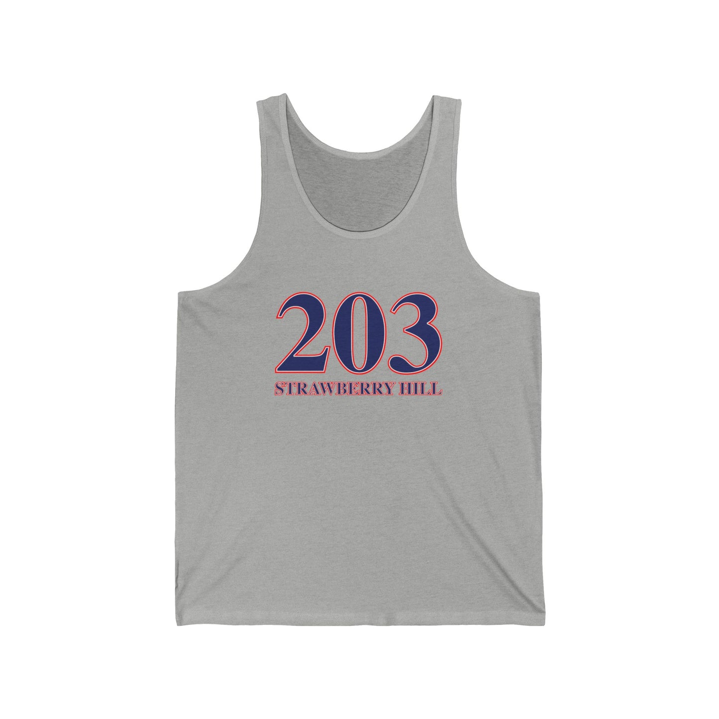 203 Strawberry Hill Red, White & Blue Unisex Jersey Tank Top