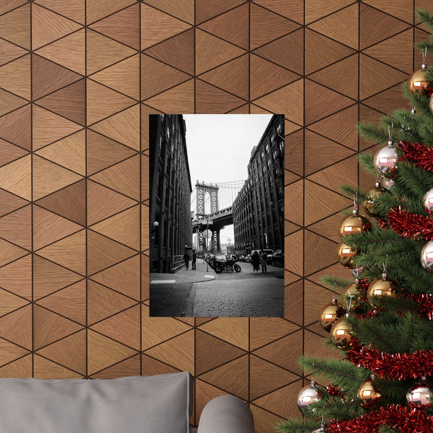 Manhattan Bridge Black and White Matte Vertical Posters