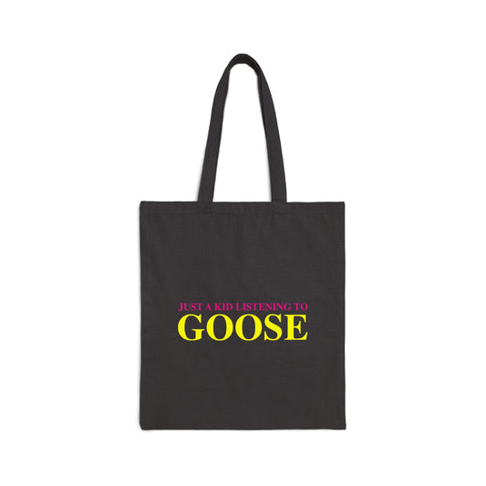 Just a kid listening to Goose - Yellow & Pink Cotton Canvas Tote Bag