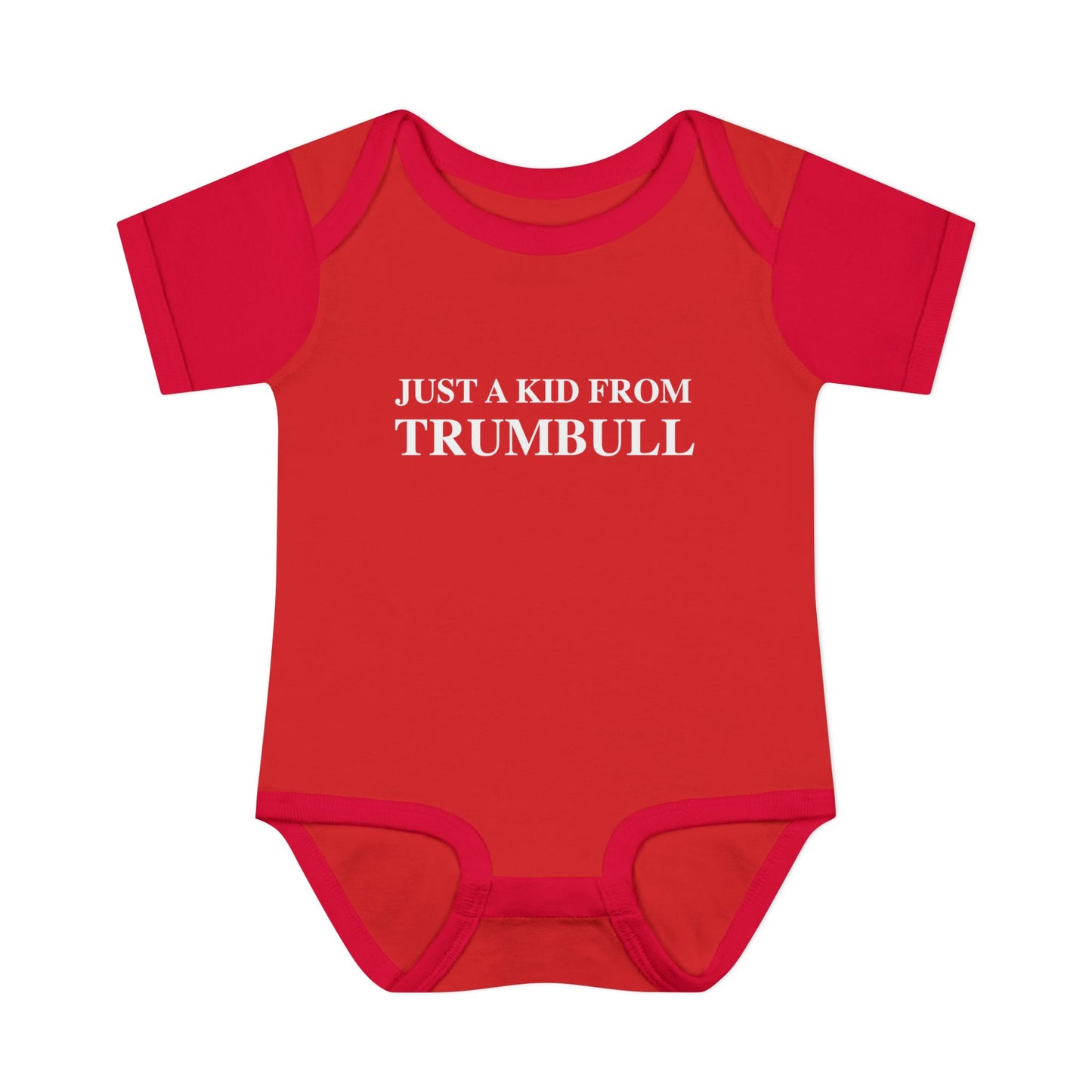 Just a kid from Trumbull  Infant Baby Rib Bodysuit