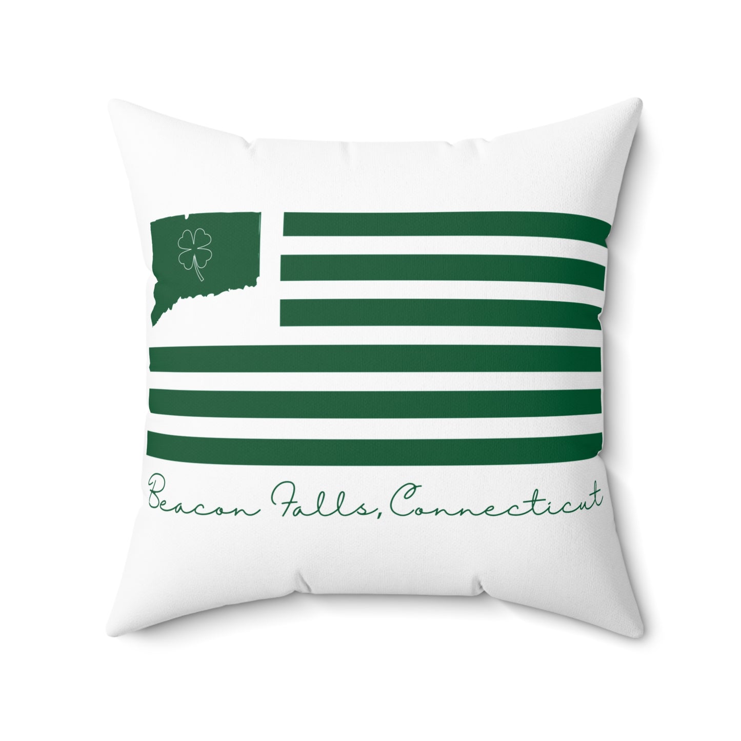 Beacon Falls Connecticut St. Patrick’s Day Flag Spun Polyester Square Pillow