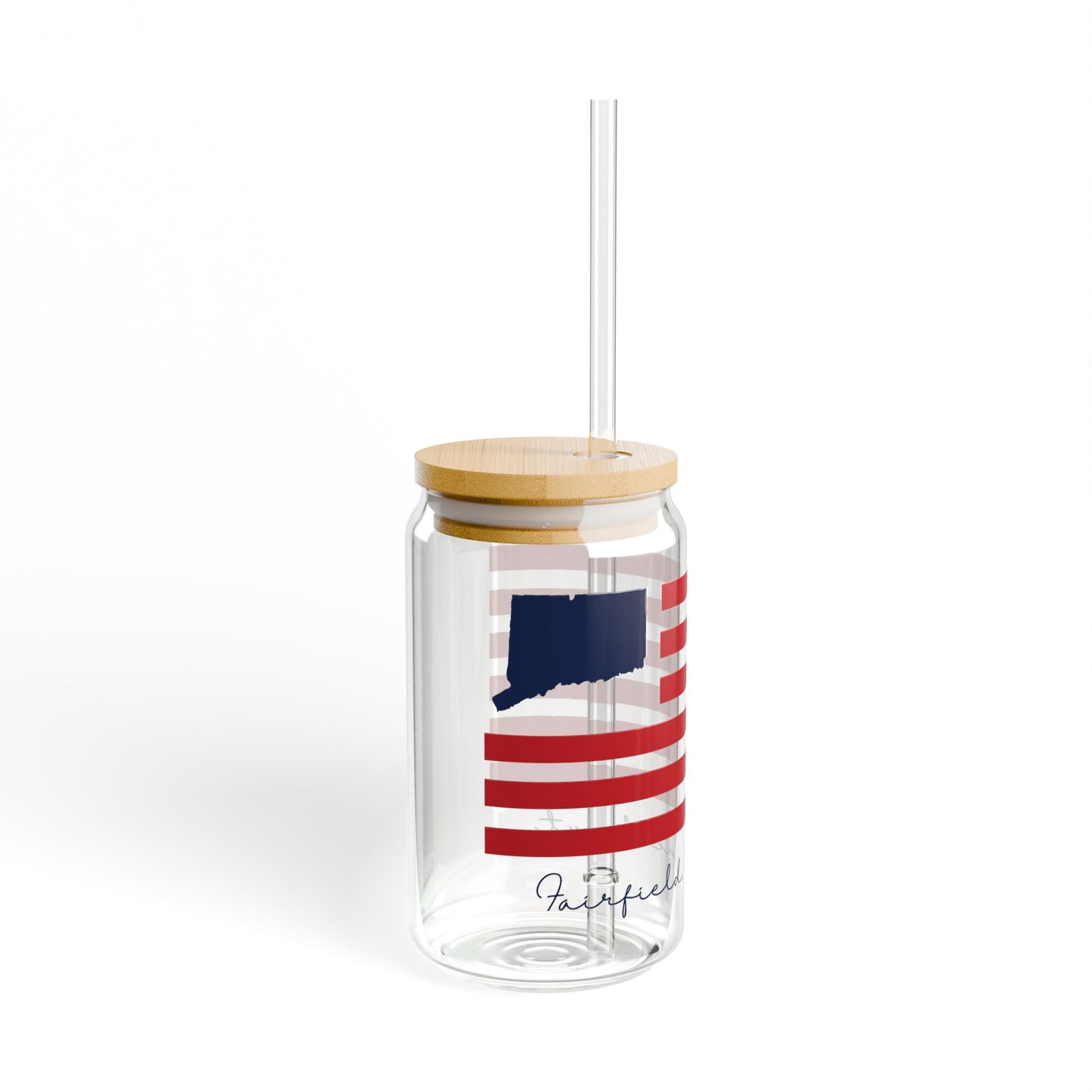 Fairfield Connecticut Flag Sipper Glass, 16oz