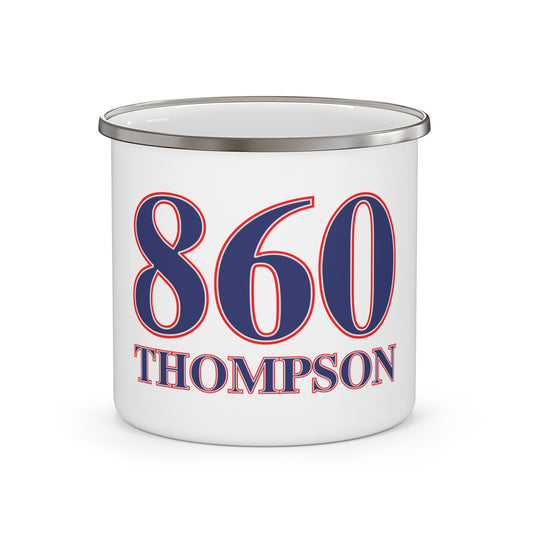 860 Thompson Red, White & Blue Enamel Camping Mug