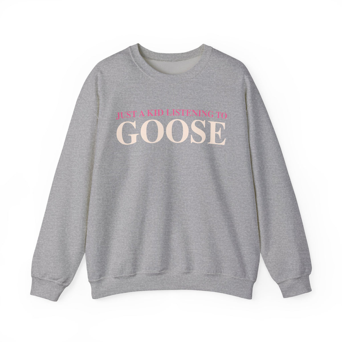 Just a kid listening to Goose - Peach & Pink Unisex Heavy Blend™ Crewneck Sweatshirt
