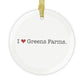 I Heart Greens Farms. Glass Ornaments