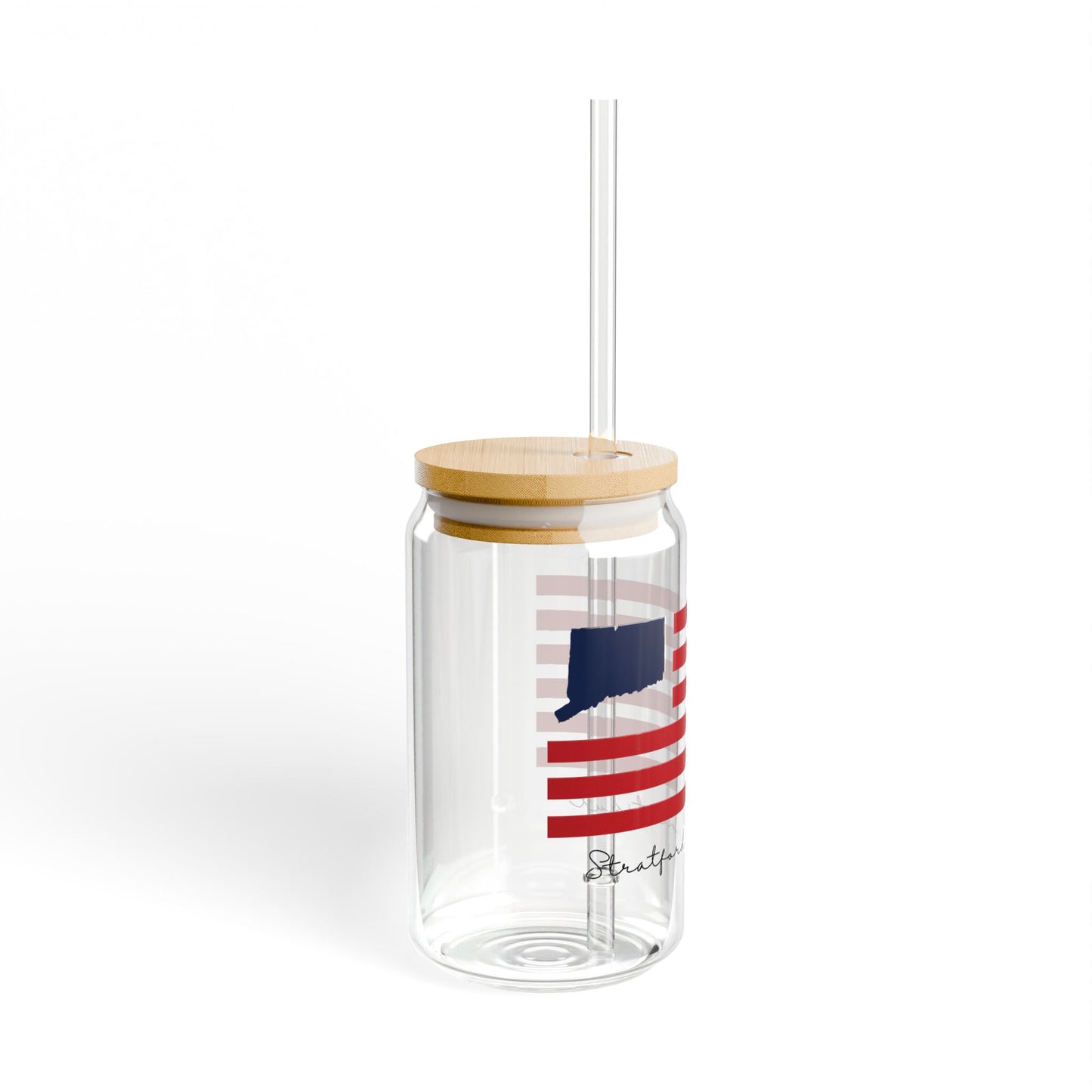 Stratford Connecticut Flag Sipper Glass, 16oz