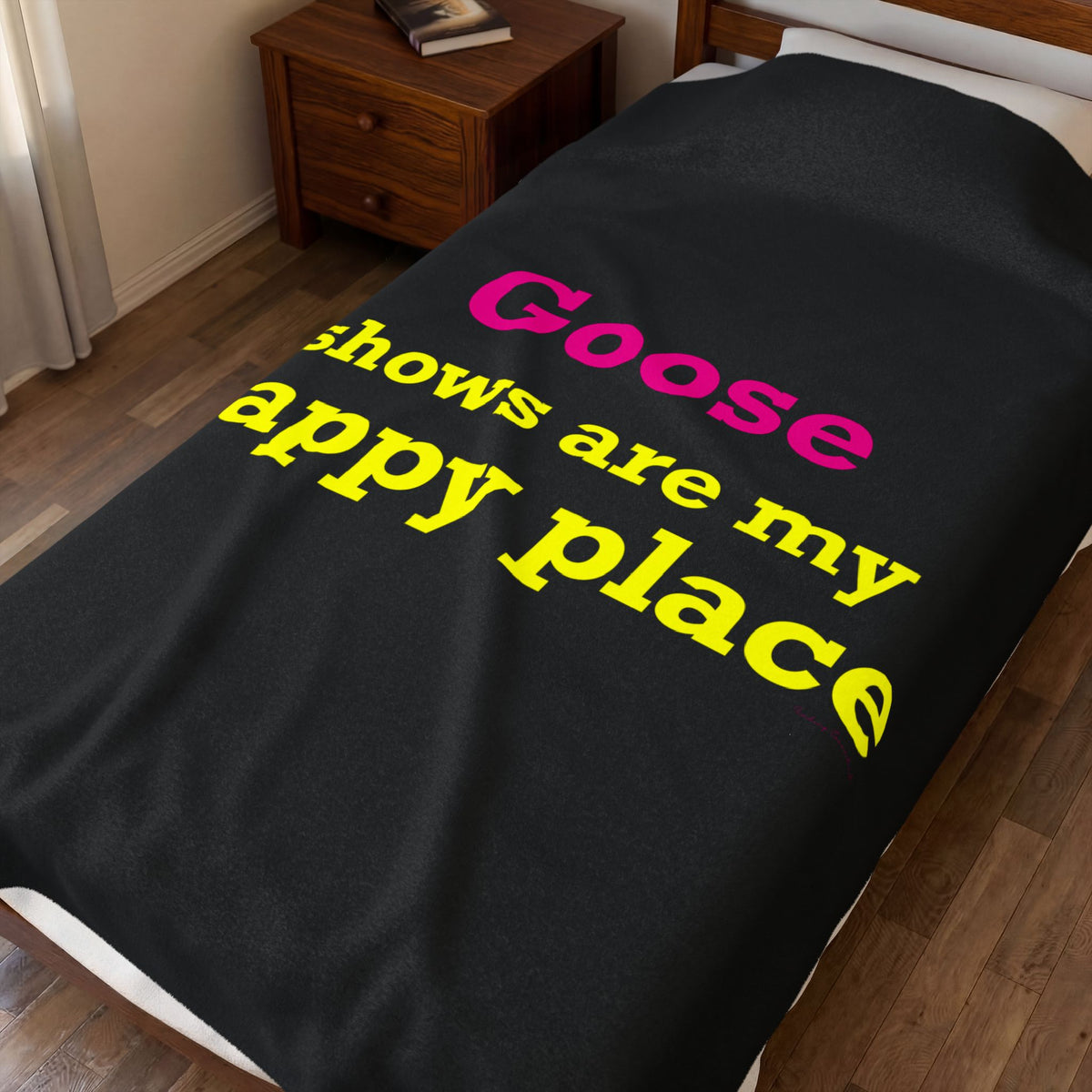 Goose Shows Are My Happy Place  - Yellow & Pink Velveteen Plush Blanket