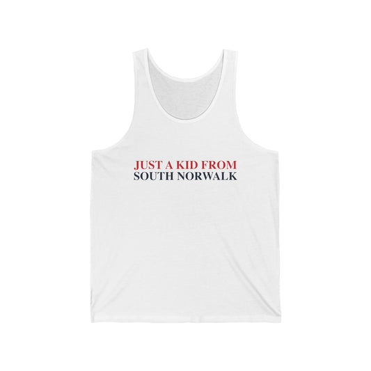 Just a kid from South Norwalk Unisex Jersey Tank Top