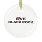 Love Black Rock Glass Ornaments